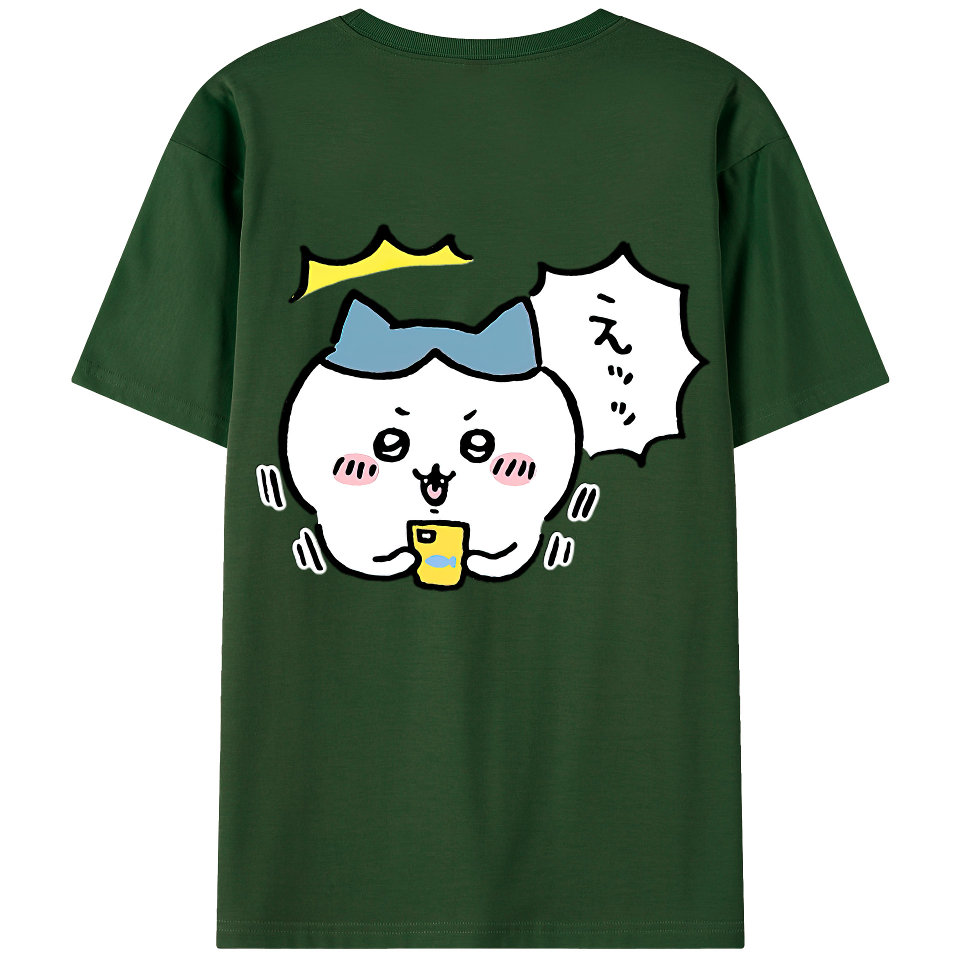 （画像用） ちいかわ ハチワレ Chii-kawa hachiware 綿100％半袖Tシャツ（背面プリント）